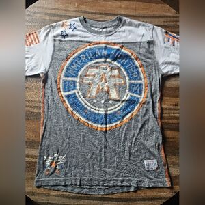 Mens AMERICAN FIGHTER Shirt Sz Small Gray White.  #16